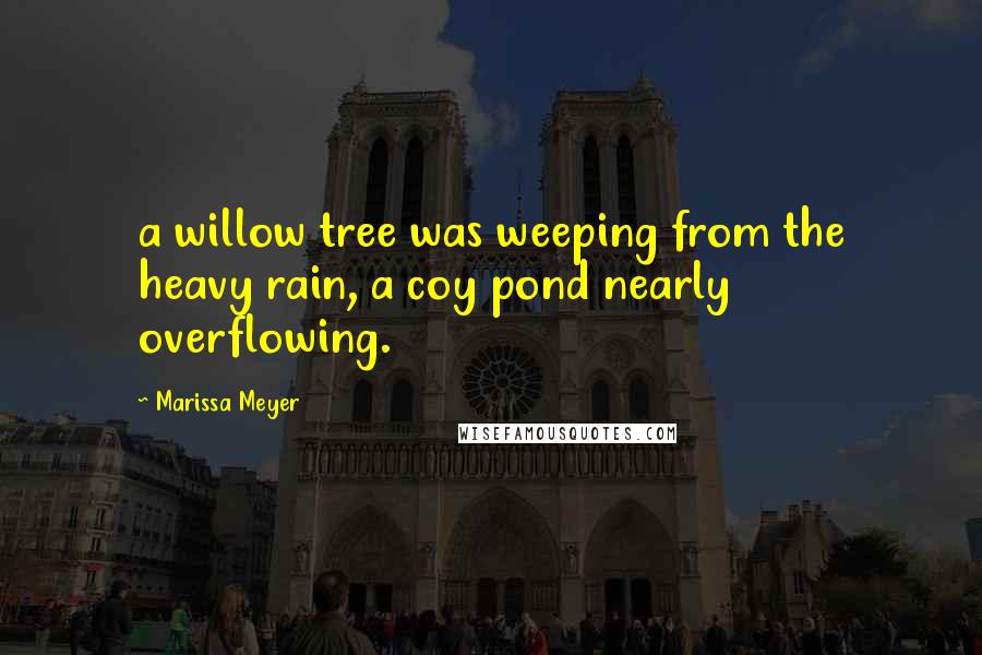 Marissa Meyer Quotes: a willow tree was weeping from the heavy rain, a coy pond nearly overflowing.