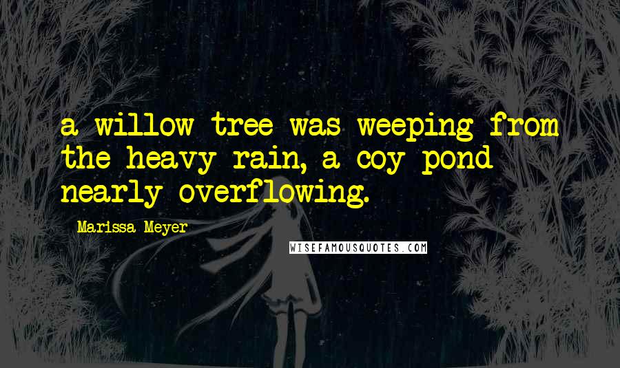 Marissa Meyer Quotes: a willow tree was weeping from the heavy rain, a coy pond nearly overflowing.