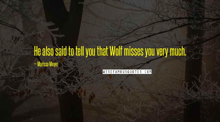 Marissa Meyer Quotes: He also said to tell you that Wolf misses you very much.