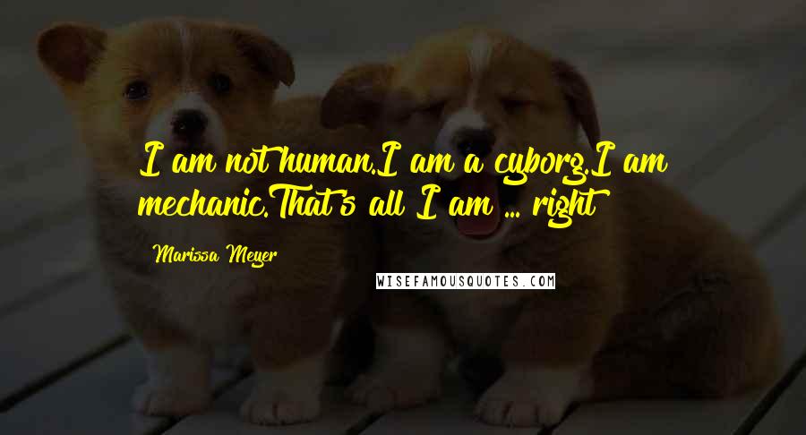 Marissa Meyer Quotes: I am not human.I am a cyborg.I am mechanic.That's all I am ... right?