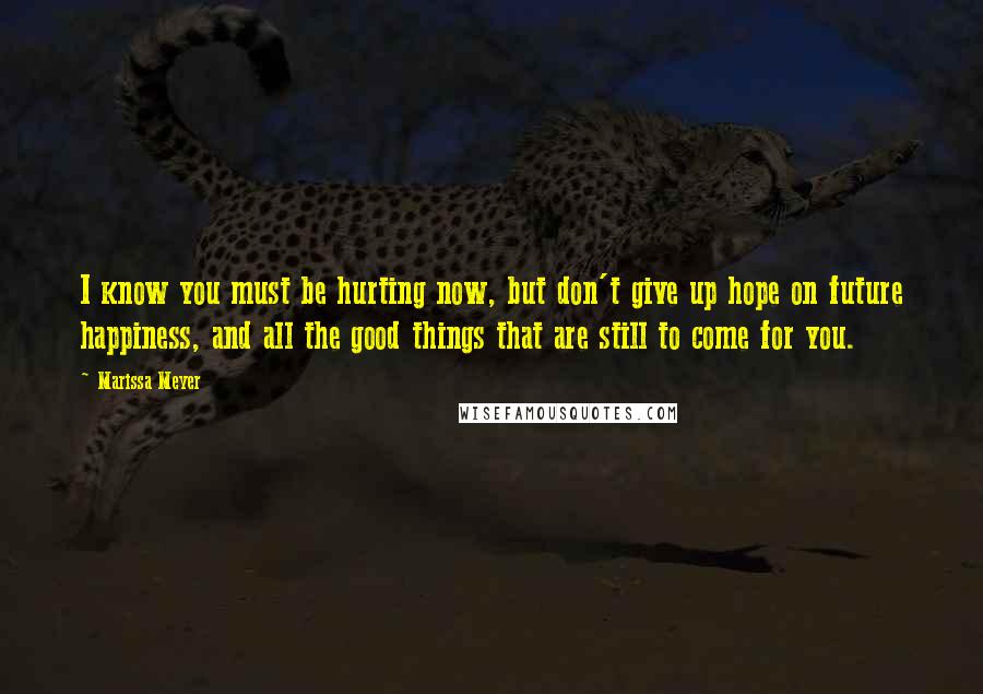 Marissa Meyer Quotes: I know you must be hurting now, but don't give up hope on future happiness, and all the good things that are still to come for you.