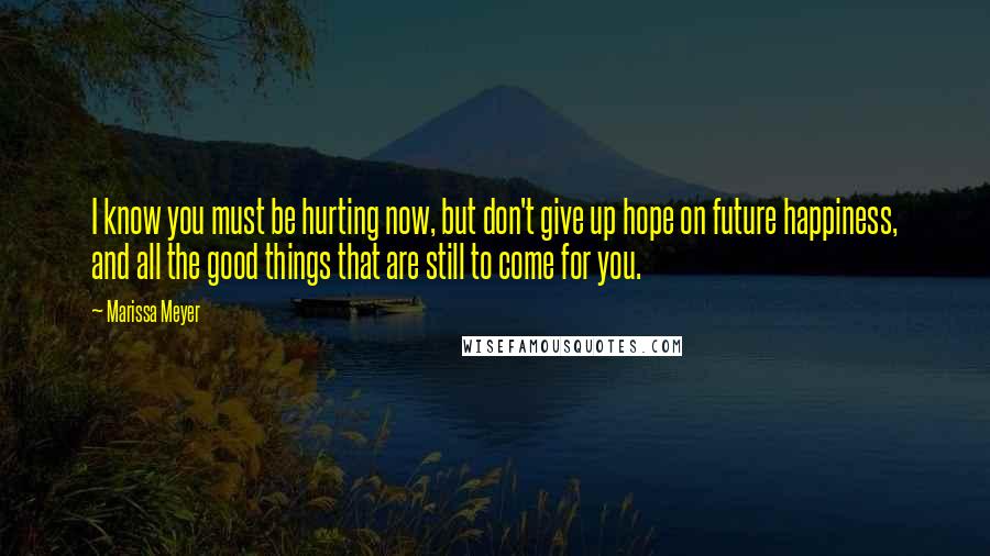 Marissa Meyer Quotes: I know you must be hurting now, but don't give up hope on future happiness, and all the good things that are still to come for you.
