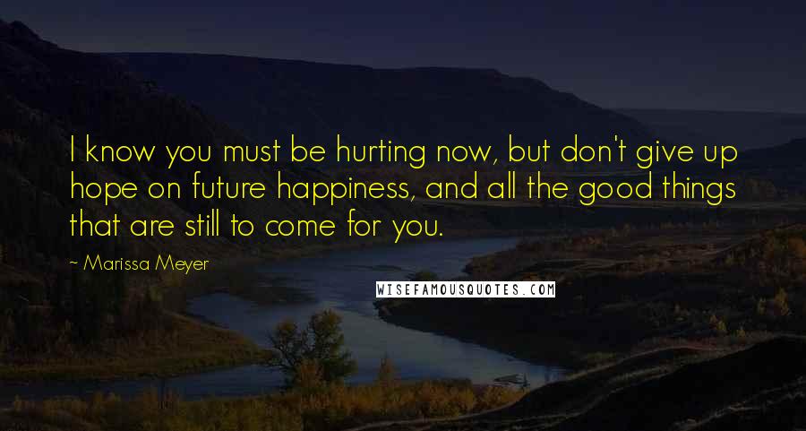 Marissa Meyer Quotes: I know you must be hurting now, but don't give up hope on future happiness, and all the good things that are still to come for you.