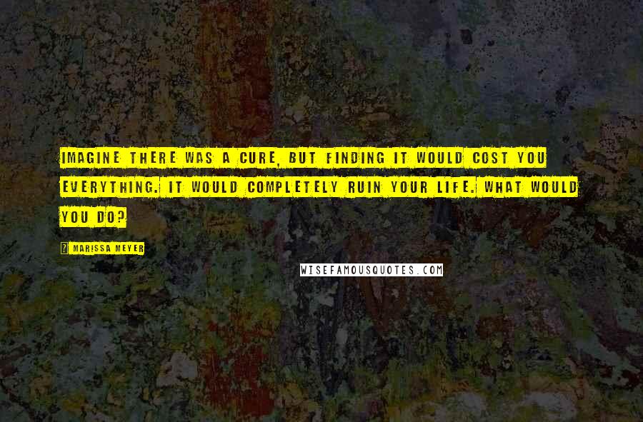 Marissa Meyer Quotes: Imagine there was a cure, but finding it would cost you everything. It would completely ruin your life. What would you do?