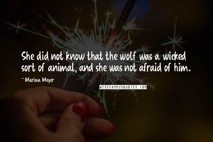 Marissa Meyer Quotes: She did not know that the wolf was a wicked sort of animal, and she was not afraid of him.