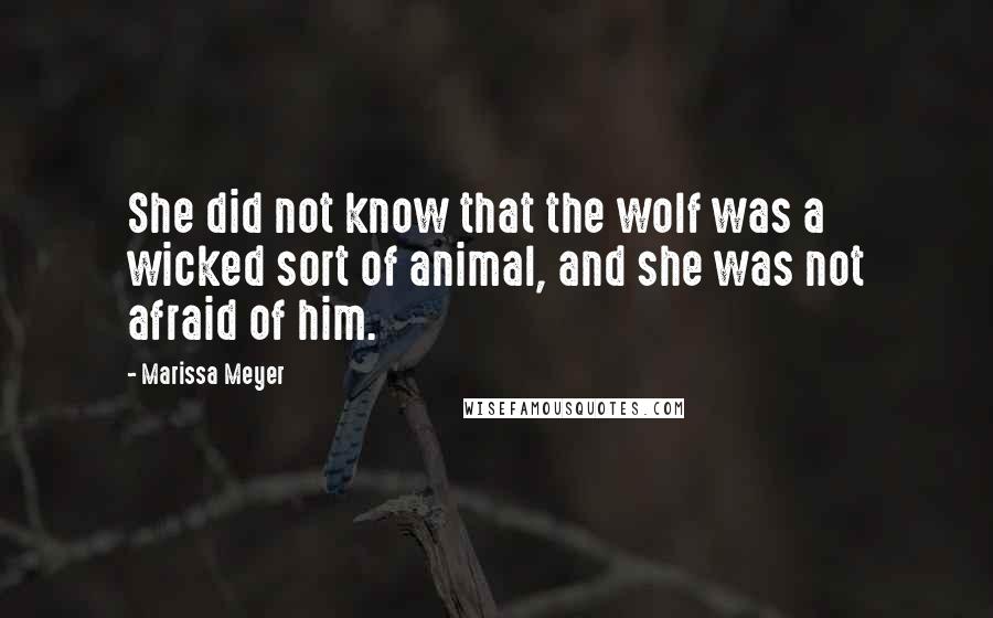 Marissa Meyer Quotes: She did not know that the wolf was a wicked sort of animal, and she was not afraid of him.