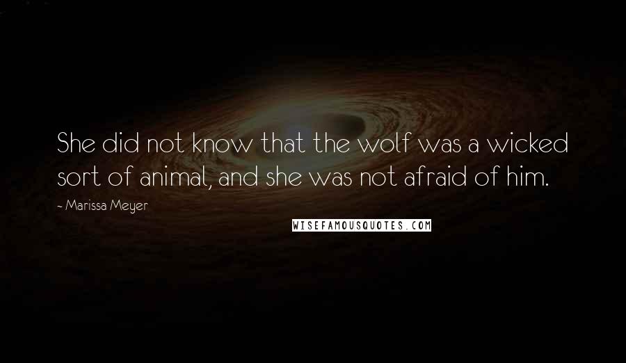 Marissa Meyer Quotes: She did not know that the wolf was a wicked sort of animal, and she was not afraid of him.