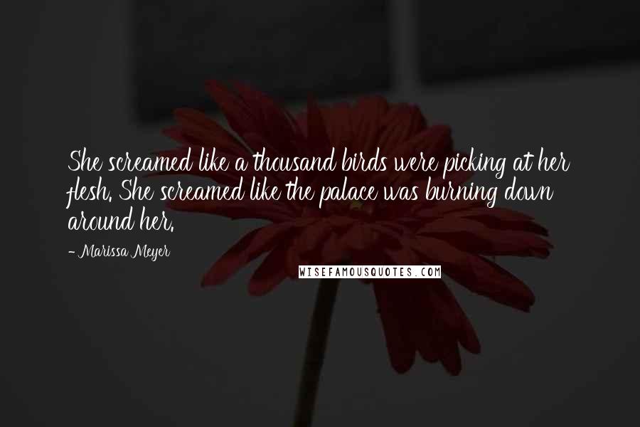 Marissa Meyer Quotes: She screamed like a thousand birds were picking at her flesh. She screamed like the palace was burning down around her.