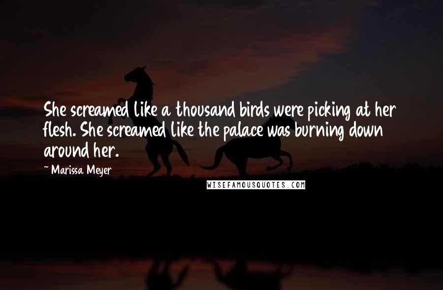 Marissa Meyer Quotes: She screamed like a thousand birds were picking at her flesh. She screamed like the palace was burning down around her.