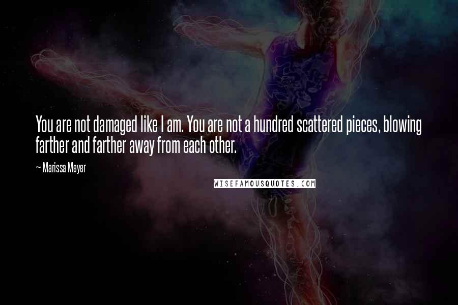 Marissa Meyer Quotes: You are not damaged like I am. You are not a hundred scattered pieces, blowing farther and farther away from each other.