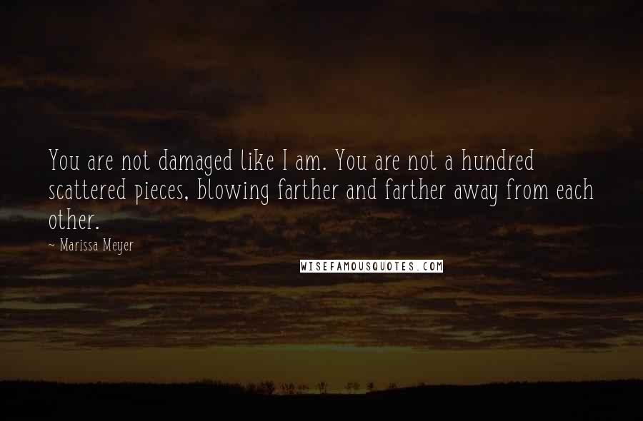 Marissa Meyer Quotes: You are not damaged like I am. You are not a hundred scattered pieces, blowing farther and farther away from each other.