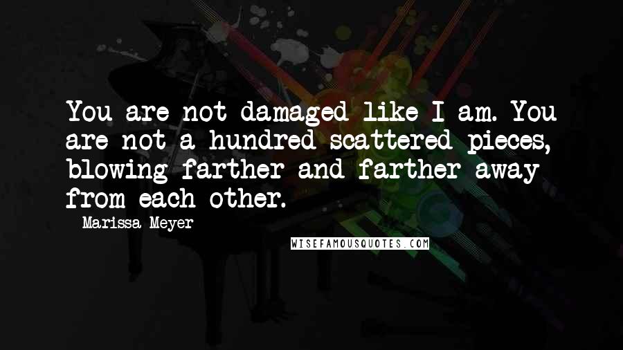 Marissa Meyer Quotes: You are not damaged like I am. You are not a hundred scattered pieces, blowing farther and farther away from each other.