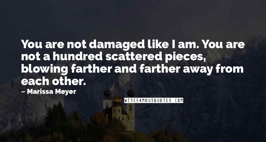 Marissa Meyer Quotes: You are not damaged like I am. You are not a hundred scattered pieces, blowing farther and farther away from each other.