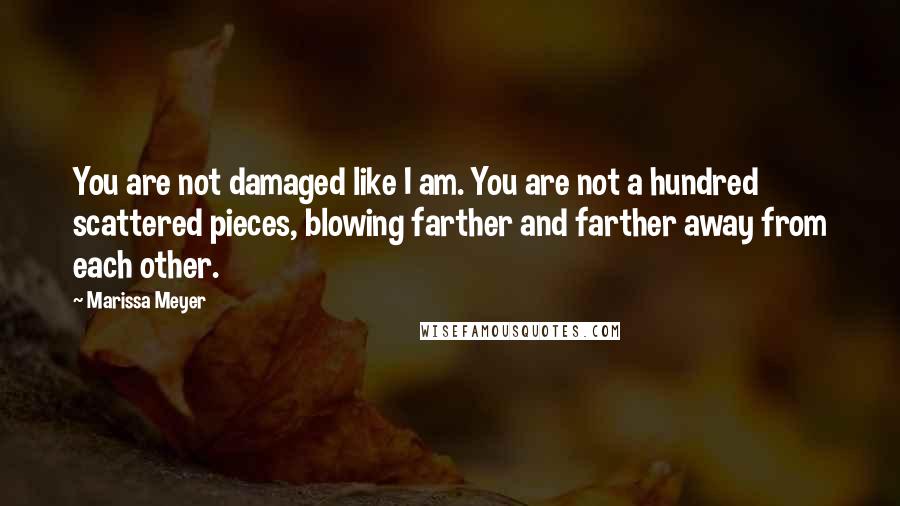 Marissa Meyer Quotes: You are not damaged like I am. You are not a hundred scattered pieces, blowing farther and farther away from each other.