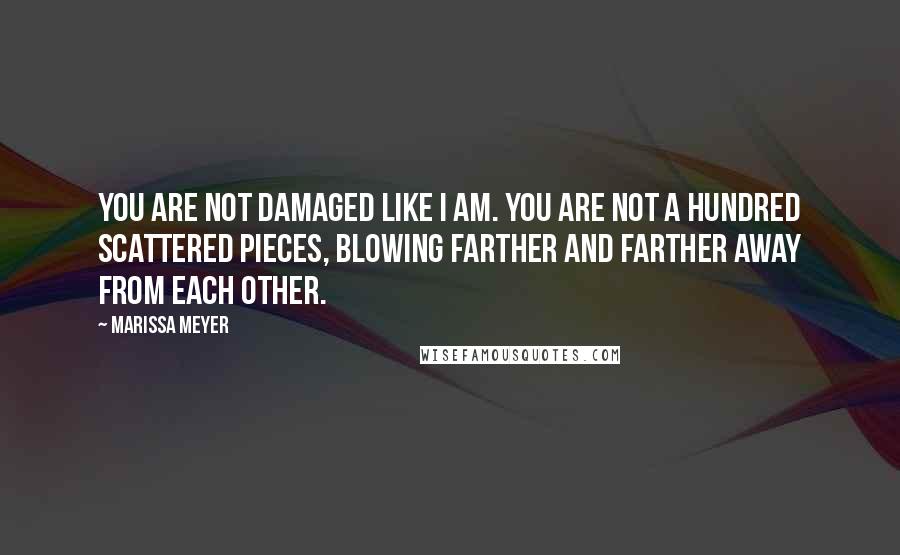 Marissa Meyer Quotes: You are not damaged like I am. You are not a hundred scattered pieces, blowing farther and farther away from each other.