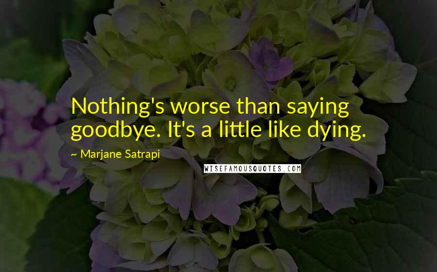 Marjane Satrapi Quotes: Nothing's worse than saying goodbye. It's a little like dying.