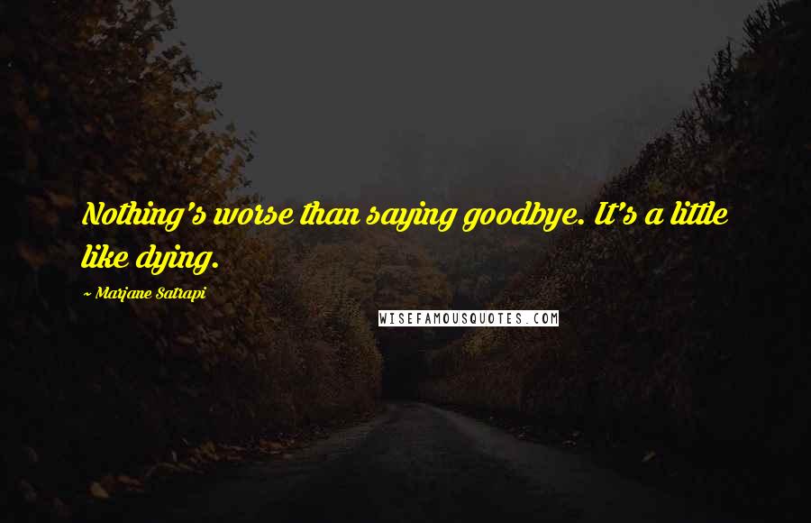 Marjane Satrapi Quotes: Nothing's worse than saying goodbye. It's a little like dying.