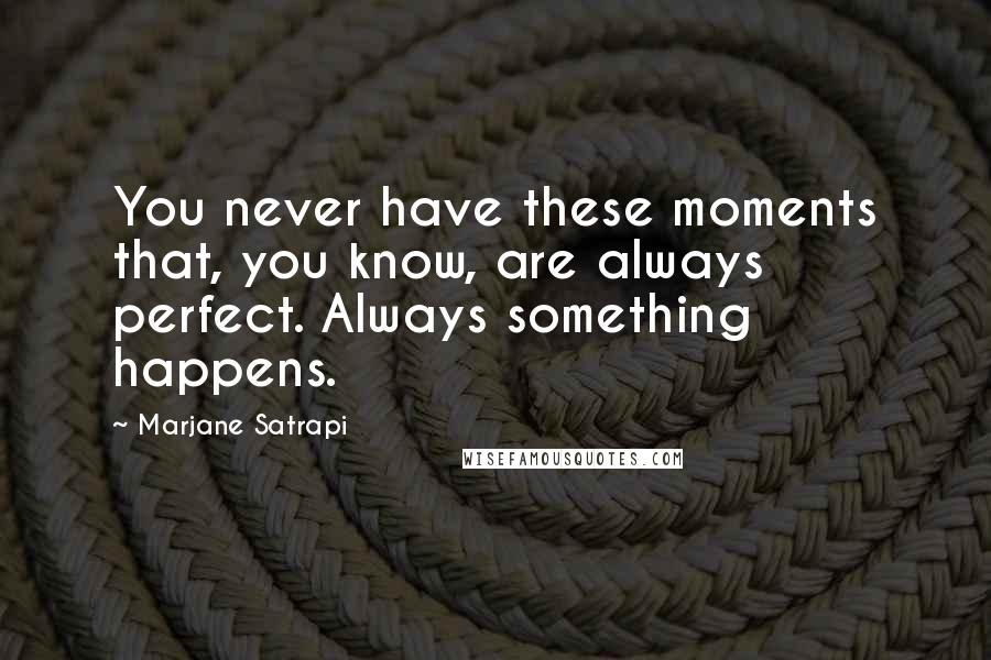 Marjane Satrapi Quotes: You never have these moments that, you know, are always perfect. Always something happens.