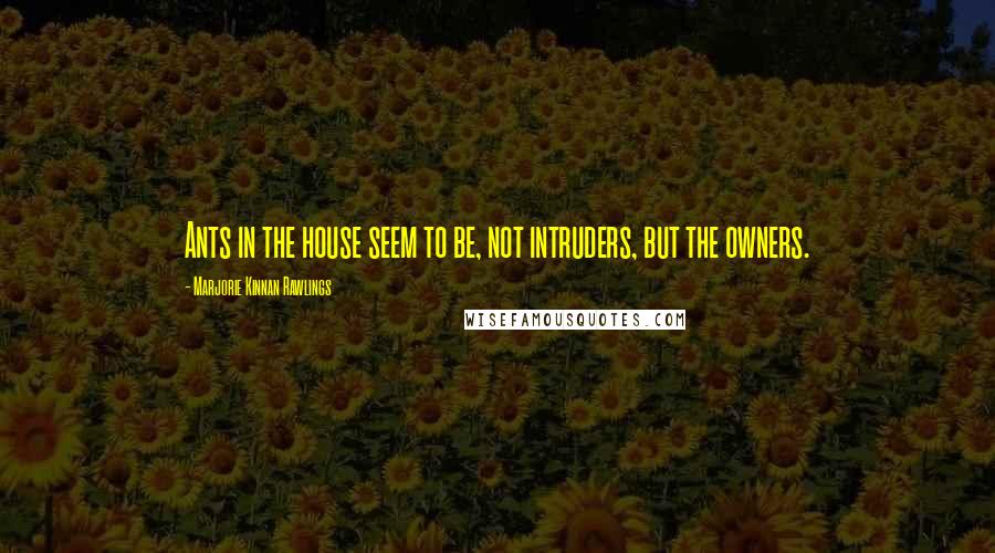 Marjorie Kinnan Rawlings Quotes: Ants in the house seem to be, not intruders, but the owners.