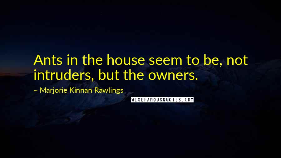Marjorie Kinnan Rawlings Quotes: Ants in the house seem to be, not intruders, but the owners.