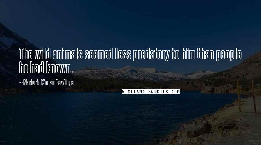 Marjorie Kinnan Rawlings Quotes: The wild animals seemed less predatory to him than people he had known.