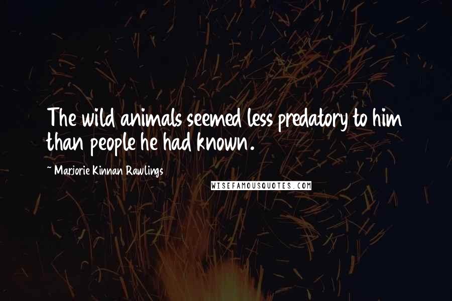 Marjorie Kinnan Rawlings Quotes: The wild animals seemed less predatory to him than people he had known.