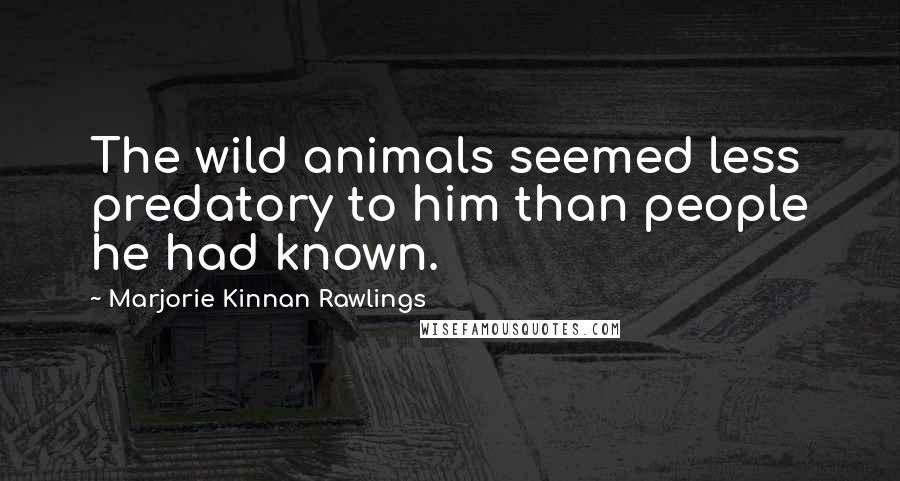 Marjorie Kinnan Rawlings Quotes: The wild animals seemed less predatory to him than people he had known.