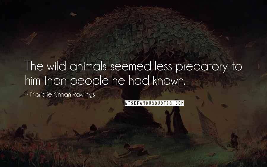 Marjorie Kinnan Rawlings Quotes: The wild animals seemed less predatory to him than people he had known.