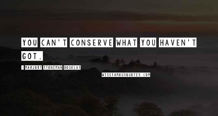 Marjory Stoneman Douglas Quotes: You can't conserve what you haven't got.