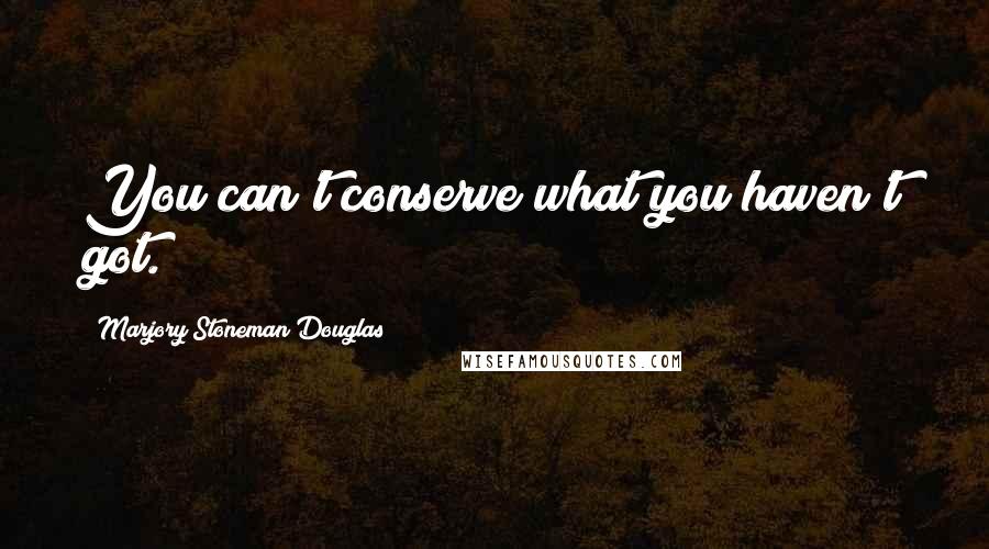 Marjory Stoneman Douglas Quotes: You can't conserve what you haven't got.