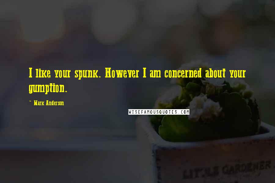 Mark Anderson Quotes: I like your spunk. However I am concerned about your gumption.