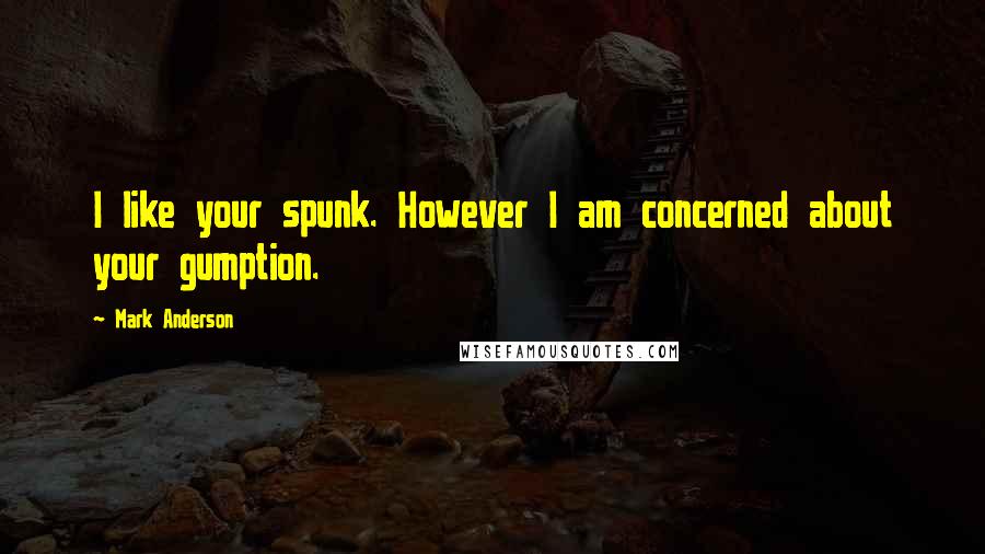 Mark Anderson Quotes: I like your spunk. However I am concerned about your gumption.