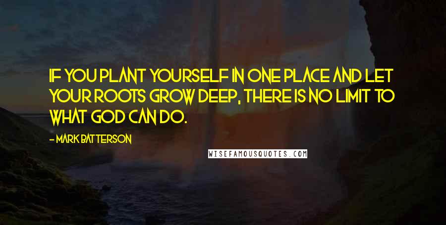 Mark Batterson Quotes: If you plant yourself in one place and let your roots grow deep, there is no limit to what God can do.