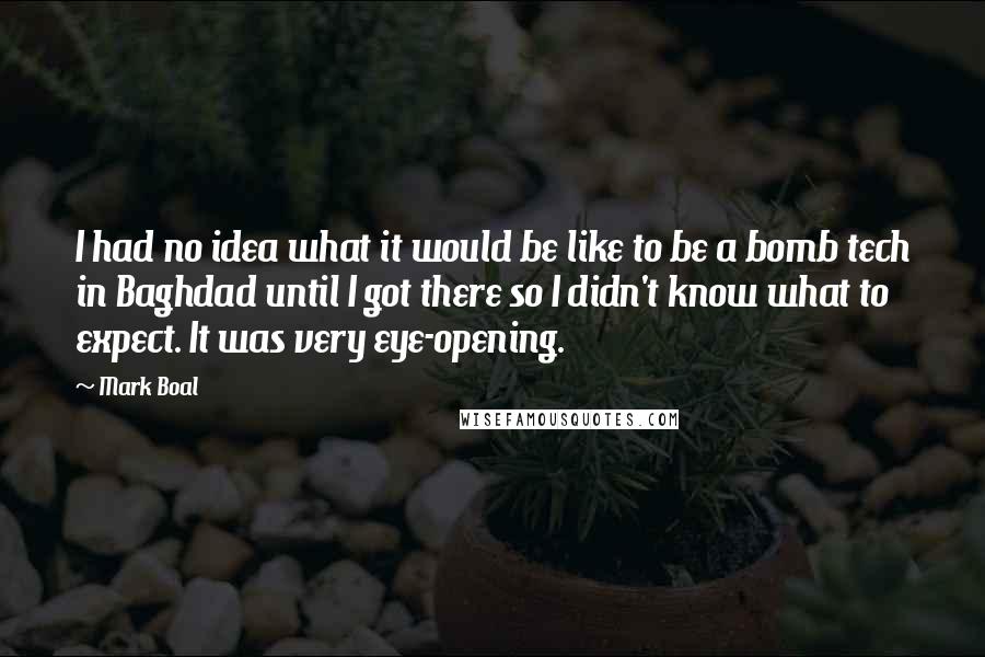Mark Boal Quotes: I had no idea what it would be like to be a bomb tech in Baghdad until I got there so I didn't know what to expect. It was very eye-opening.