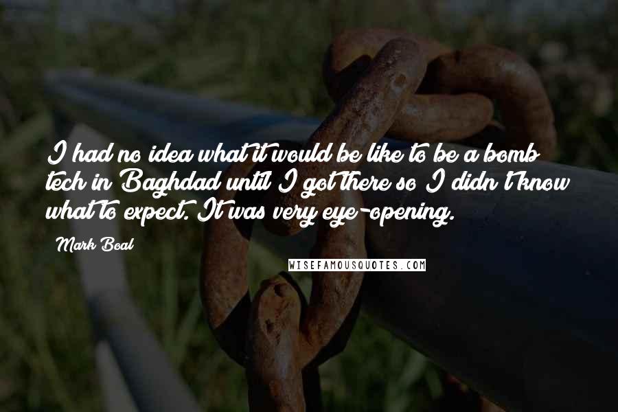 Mark Boal Quotes: I had no idea what it would be like to be a bomb tech in Baghdad until I got there so I didn't know what to expect. It was very eye-opening.