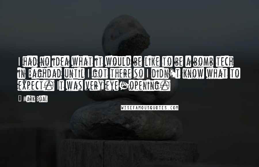 Mark Boal Quotes: I had no idea what it would be like to be a bomb tech in Baghdad until I got there so I didn't know what to expect. It was very eye-opening.