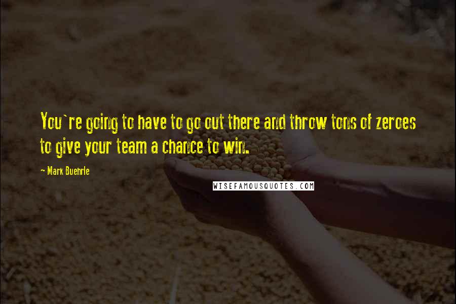 Mark Buehrle Quotes: You're going to have to go out there and throw tons of zeroes to give your team a chance to win.