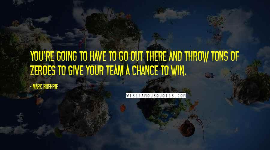 Mark Buehrle Quotes: You're going to have to go out there and throw tons of zeroes to give your team a chance to win.