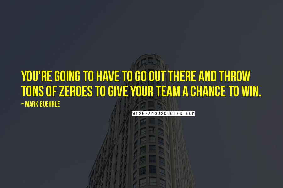 Mark Buehrle Quotes: You're going to have to go out there and throw tons of zeroes to give your team a chance to win.