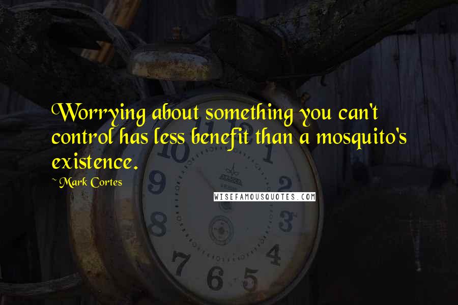 Mark Cortes Quotes: Worrying about something you can't control has less benefit than a mosquito's existence.