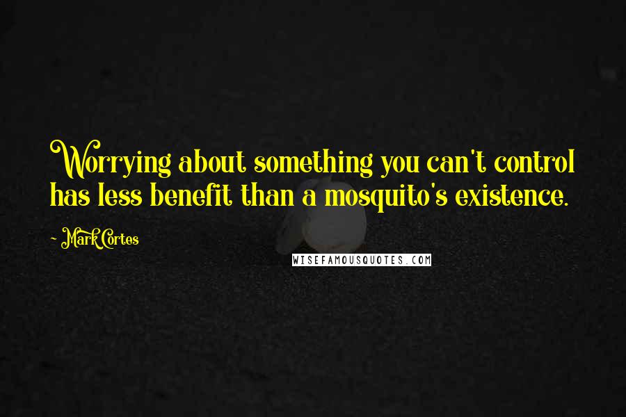 Mark Cortes Quotes: Worrying about something you can't control has less benefit than a mosquito's existence.