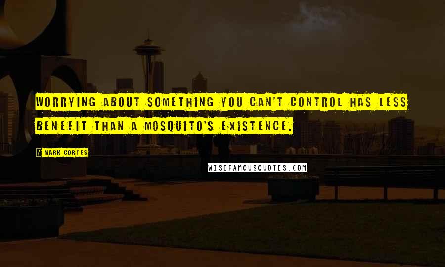 Mark Cortes Quotes: Worrying about something you can't control has less benefit than a mosquito's existence.