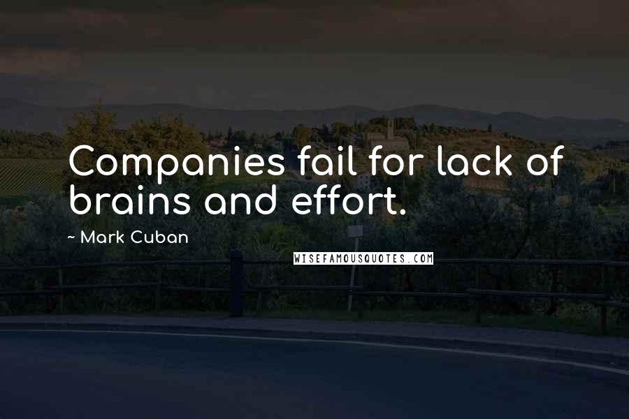 Mark Cuban Quotes: Companies fail for lack of brains and effort.