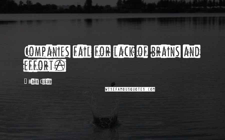 Mark Cuban Quotes: Companies fail for lack of brains and effort.