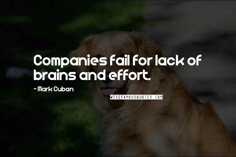 Mark Cuban Quotes: Companies fail for lack of brains and effort.