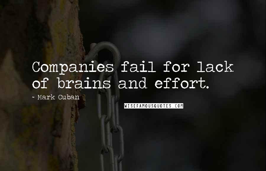 Mark Cuban Quotes: Companies fail for lack of brains and effort.