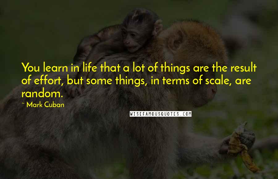 Mark Cuban Quotes: You learn in life that a lot of things are the result of effort, but some things, in terms of scale, are random.