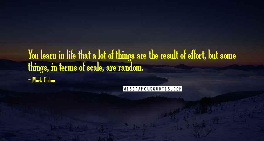 Mark Cuban Quotes: You learn in life that a lot of things are the result of effort, but some things, in terms of scale, are random.