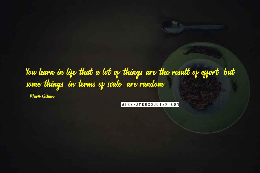 Mark Cuban Quotes: You learn in life that a lot of things are the result of effort, but some things, in terms of scale, are random.