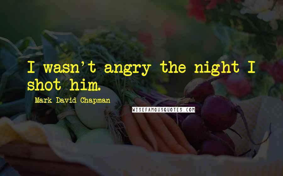 Mark David Chapman Quotes: I wasn't angry the night I shot him.